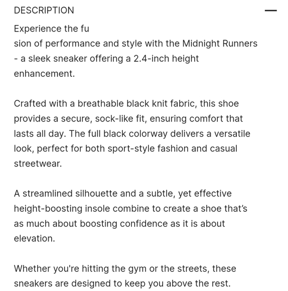 NWT Midnight Runner Height Boost Shoe (Black/Grey) - CONZURI - Picture 5 of 12